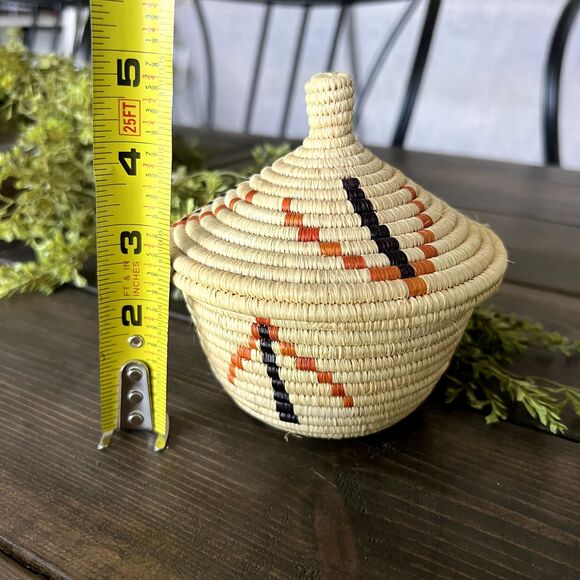 Coiled Woven Kindness Basket with Pointed Lid African Handmade Multicolor NWOT - Picture 9 of 10